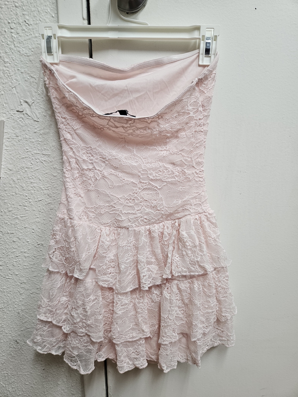 Forever 21 Blush Pink Strapless Lace Ruffle Dress